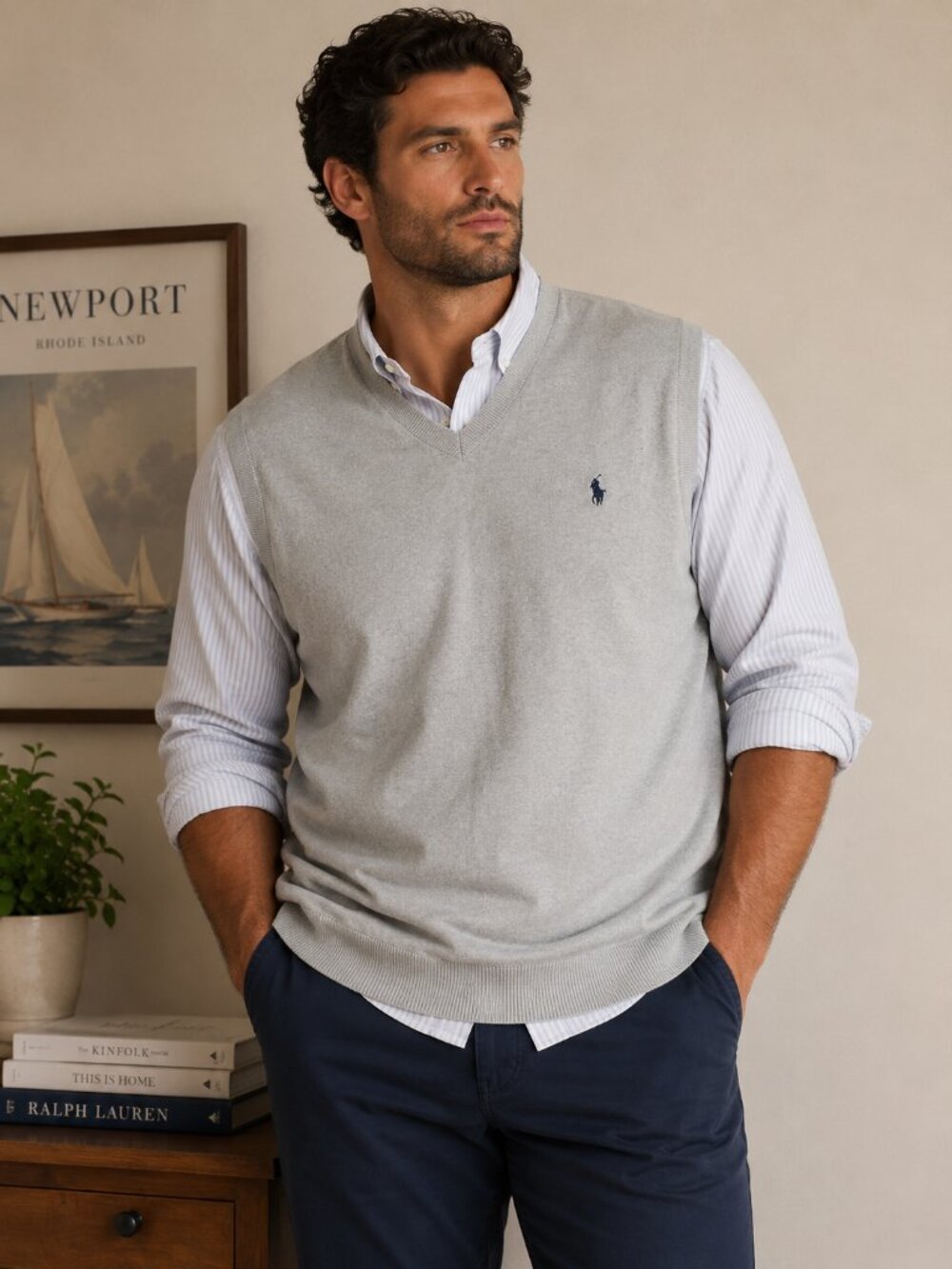 Polo Ralph Lauren Gray Sweater Vest Classic Prep Pima Cotton Mens 2XLT